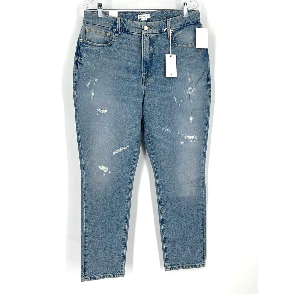 Good American Good Classic Straight Leg Jeans Indigo Blue Women's Size 10 NWT‎